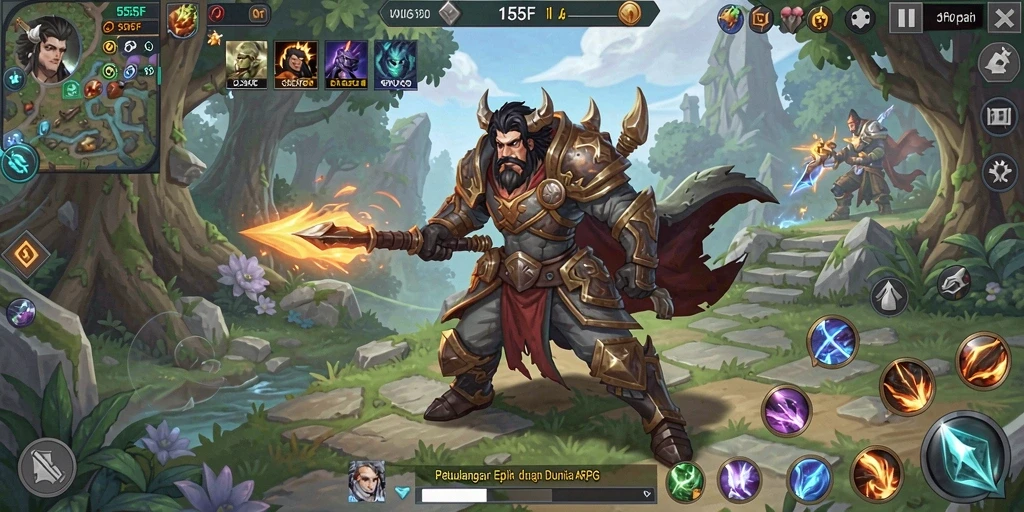 Tangkapan layar 555F menunjukkan aksi gameplay mendebarkan di dunia ARPG.