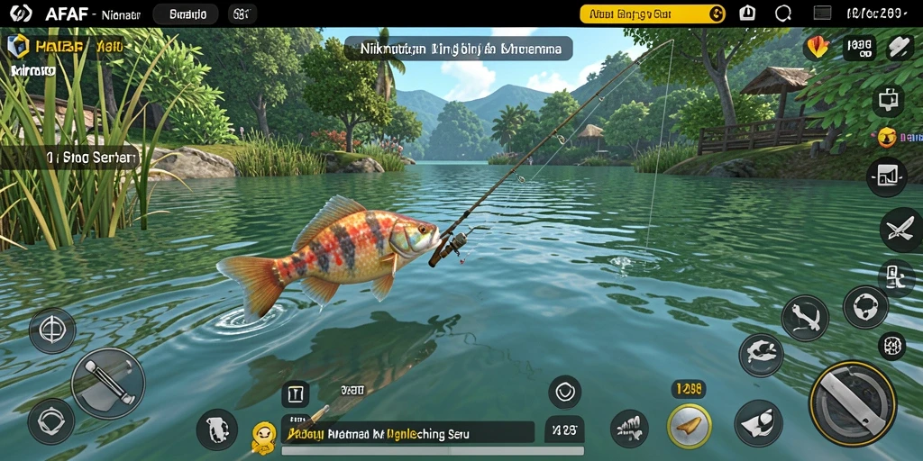 Tampilan gameplay AFAF dengan aksi memancing yang seru.
