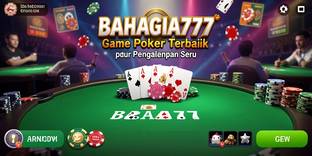 Screenshot gameplay seru dari BAHAGIA777 yang menunjukkan meja poker.
