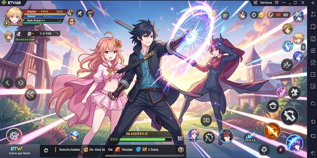 Tampilan permainan BTV168 yang penuh warna dan karakter anime ikonik.