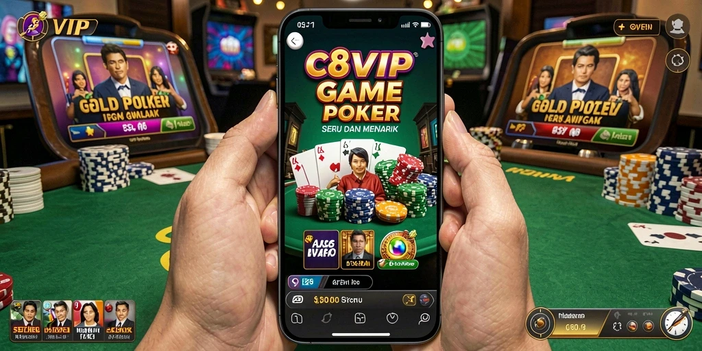 Tampilan gameplay poker yang seru dan interaktif di C8VIP.