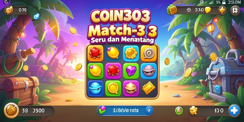 Tampilan gameplay menarik dari COIN303 dengan koin yang berwarna-warni.