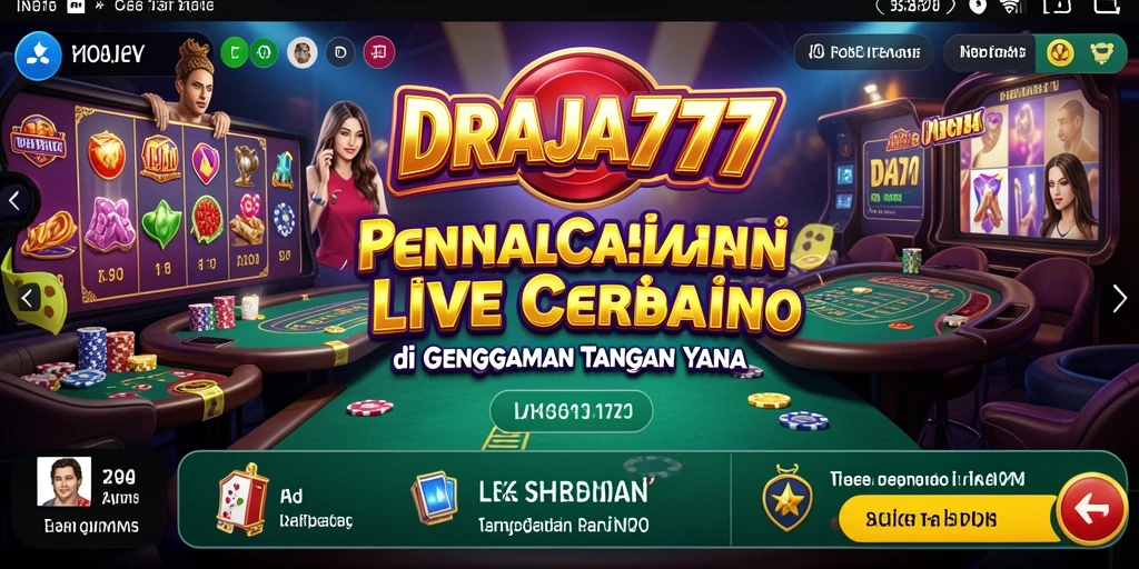 Tampilan gameplay DRAJA777 yang menarik dengan dealer langsung dan suasana kasino.