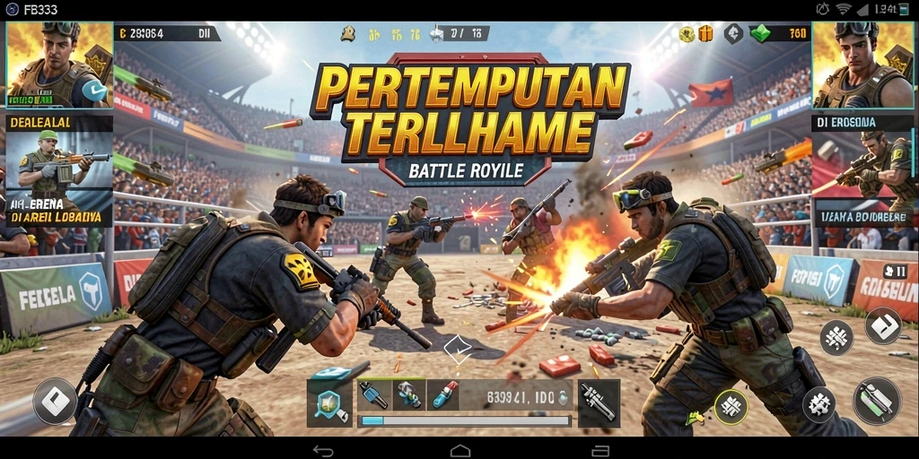 Gameplay seru FB333 dengan aksi pertempuran Battle Royale yang intens.