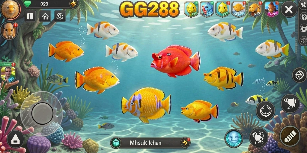 Menampilkan gameplay seru Tembak Ikan di GG288.