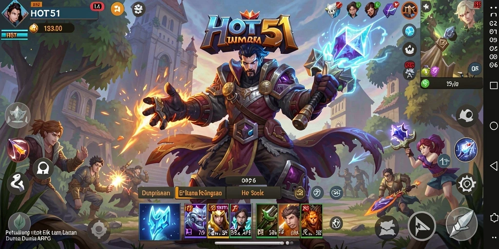 Tampilan seru gameplay ARPG HOT51 dengan aksi bertempur yang mendebarkan.