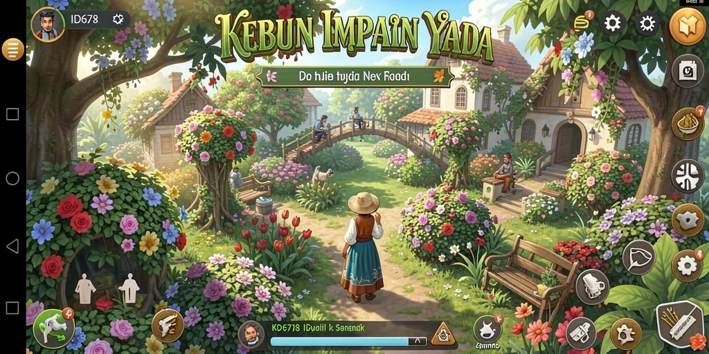 Screenshot permainan ID678 menampilkan aktivitas berkebun yang seru dan interaktif.