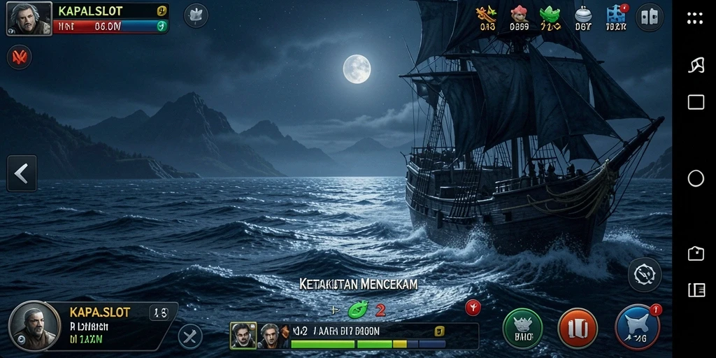 Tangkapan layar menampilkan adegan menakutkan di KAPALSLOT.