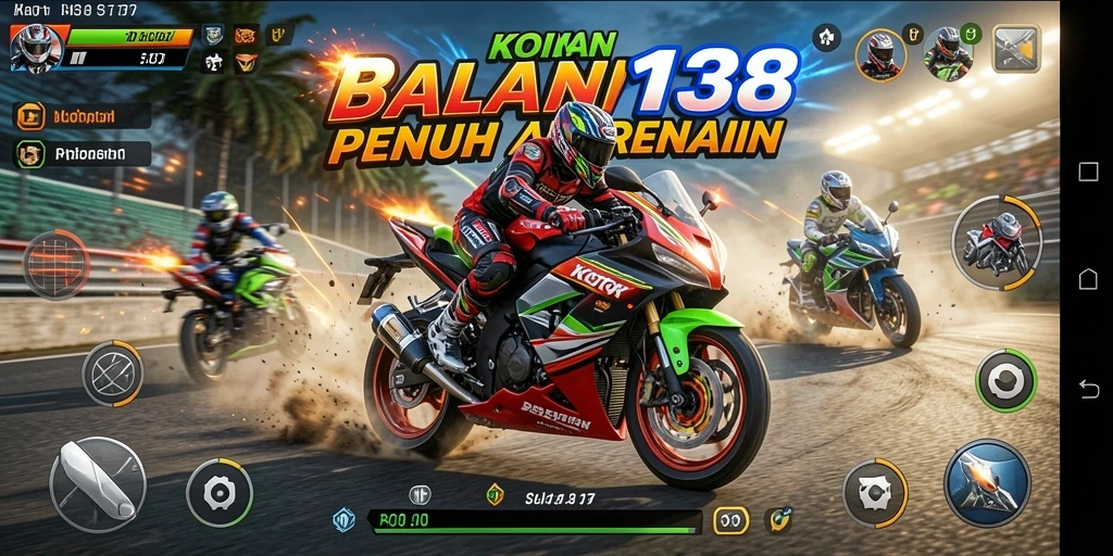 Gameplay KOIN138 yang seru dan penuh aksi balapan motor