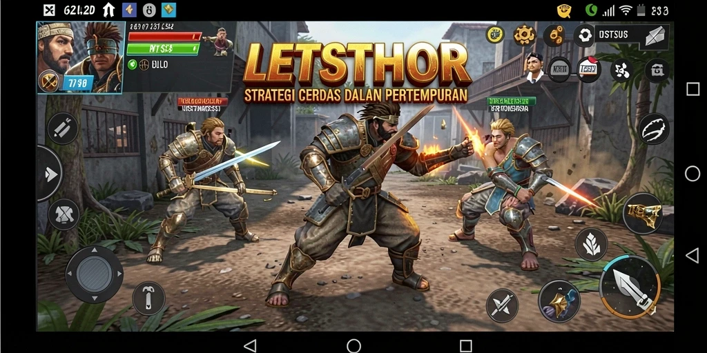 Tangkapan layar gameplay LETSTHOR yang menunjukkan pertempuran strategi yang mendebarkan.