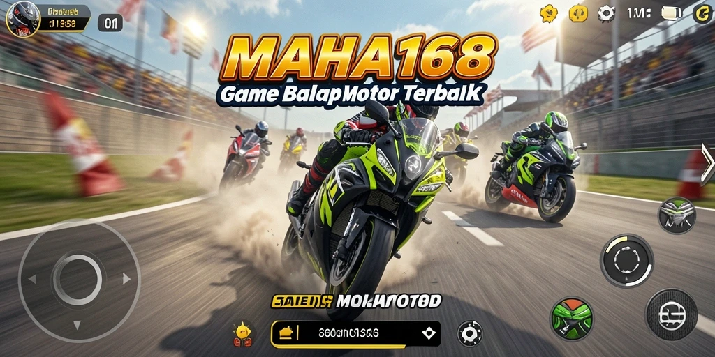 Tampilan gameplay seru dalam balap motor MAHA168.