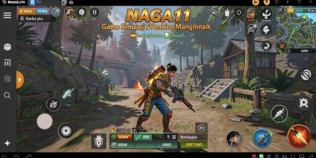 Screenshot utama NAGA11 menunjukkan gameplay simulasi yang menarik dan interaktif.