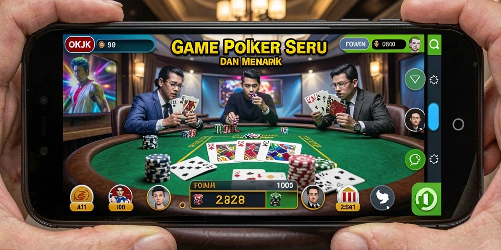 Screenshot gameplay OKJK menunjukkan aksi poker yang mendebarkan.