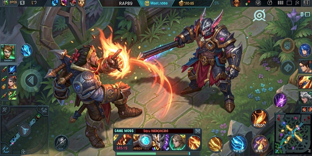 Tangkapan layar RAP89 menunjukkan aksi dinamis gameplay MOBA yang seru.