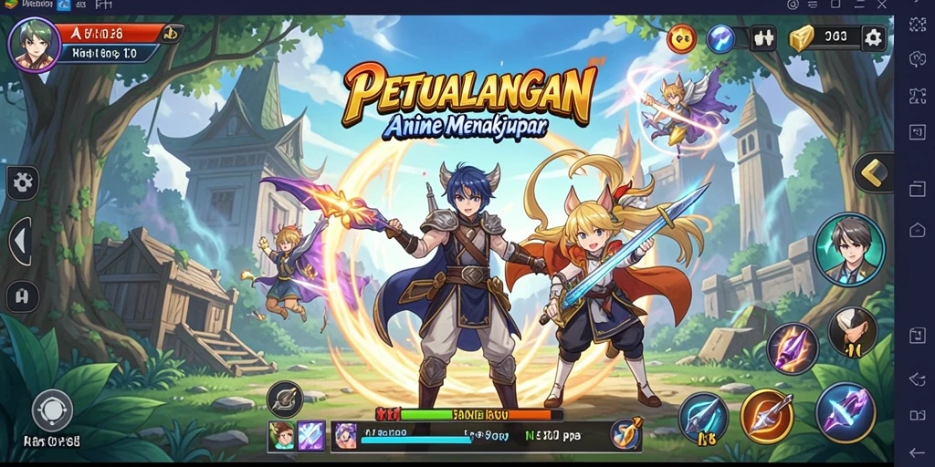 Tampilan gameplay seru dalam dunia Anime yang penuh warna.