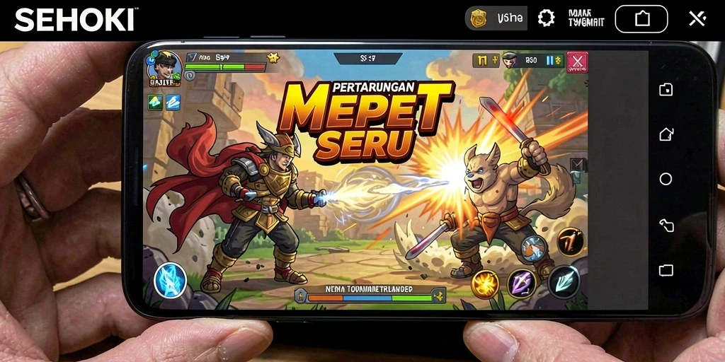 Tampak seru saat karakter bertarung dengan kombinasi serangan yang memukau.