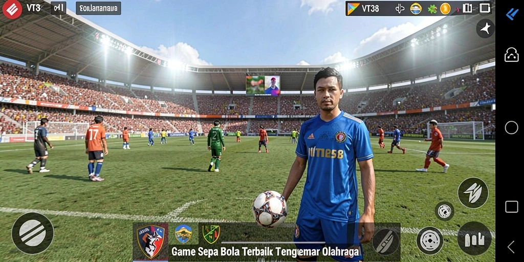 Tampilan gameplay Sepak Bola yang seru dan interaktif di VT38.